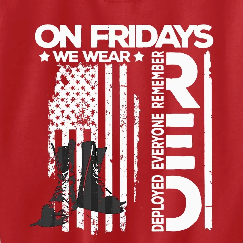 On Friday We Wear Red Veteran Red Friday US Flag Kids Sweatshirt