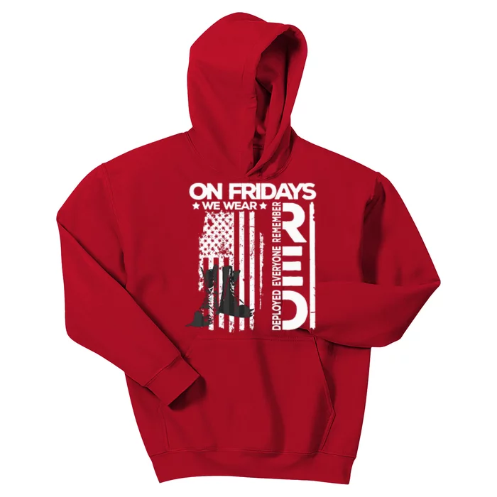 On Friday We Wear Red Veteran Red Friday US Flag Kids Hoodie