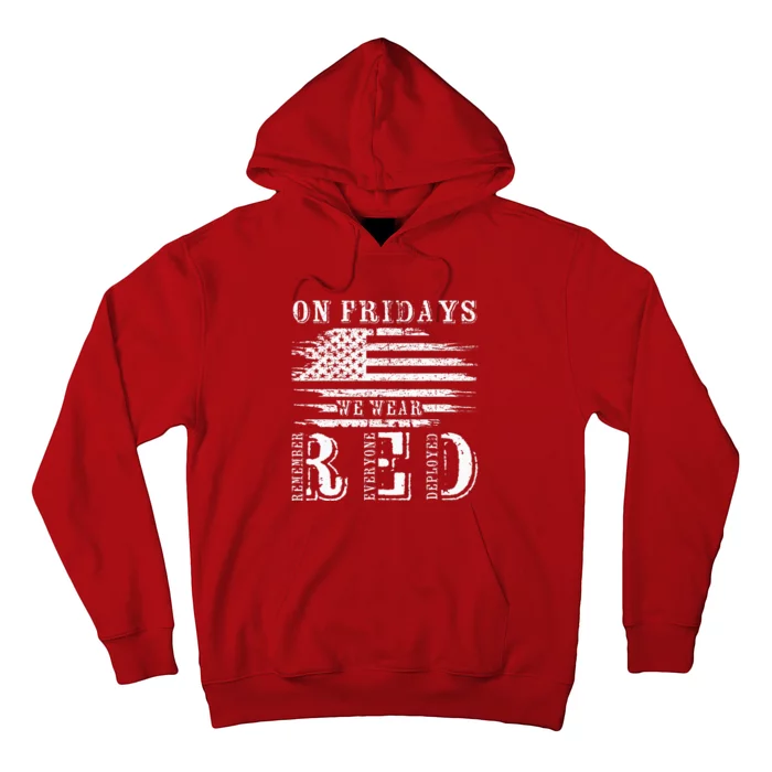 On Friday We Wear Red Retro USA Flag Military Supportive Hoodie