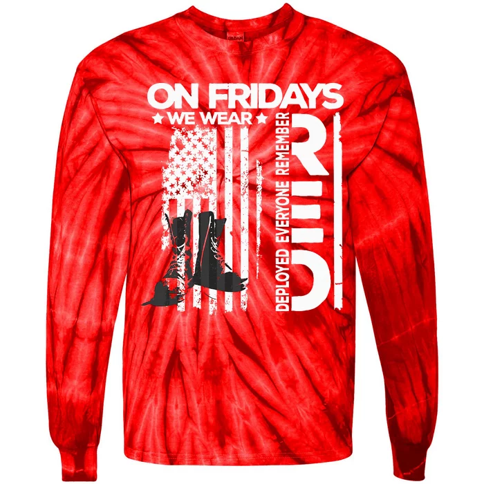 On Friday We Wear Red Veteran Red Friday US Flag Tie-Dye Long Sleeve Shirt