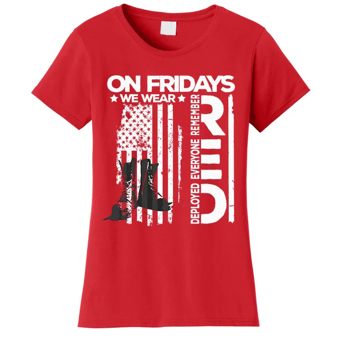 On Friday We Wear Red Veteran Red Friday US Flag Women's T-Shirt