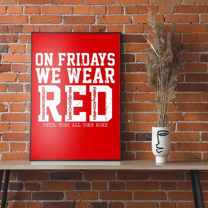 On Fridays We Wear Red Military Support Distressed Poster