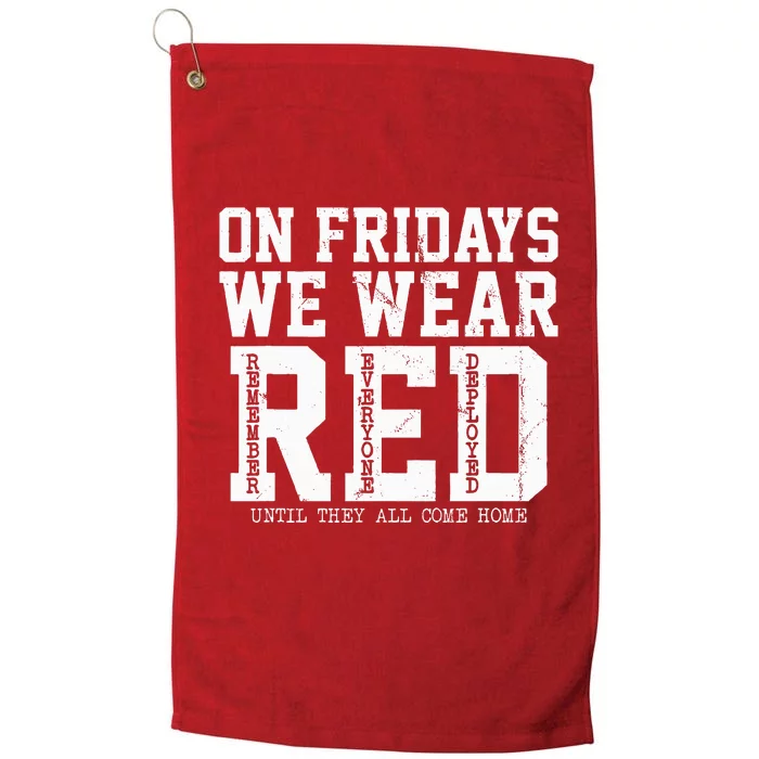 On Fridays We Wear Red Military Support Distressed Platinum Collection Golf Towel