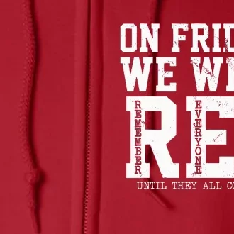 On Fridays We Wear Red Military Support Distressed Full Zip Hoodie