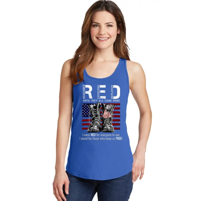 On Friday We Wear Red Remember Everyone Deployed Ladies Essential Tank