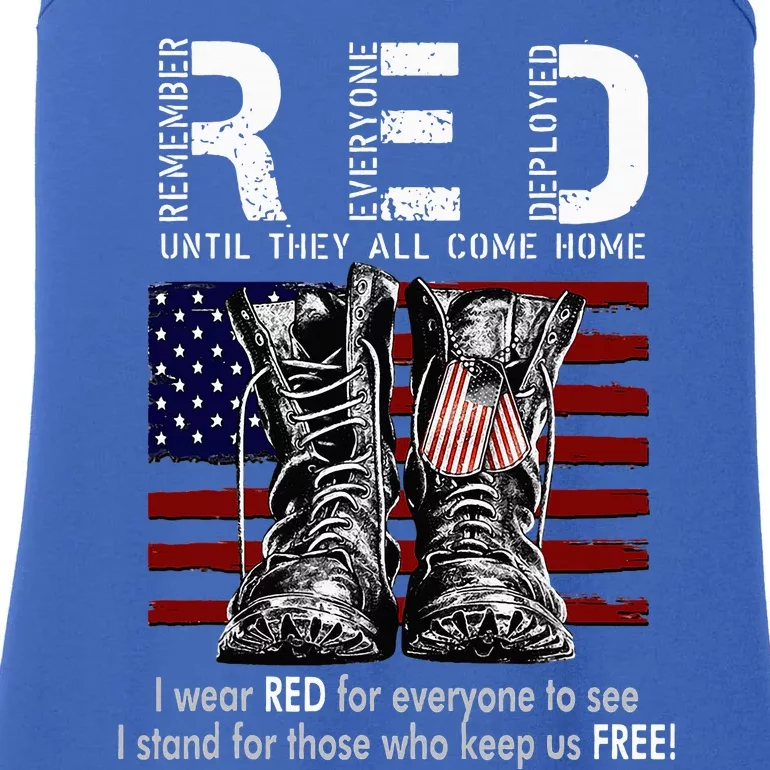 On Friday We Wear Red Remember Everyone Deployed Ladies Essential Tank