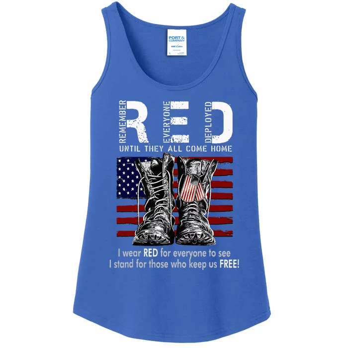 On Friday We Wear Red Remember Everyone Deployed Ladies Essential Tank