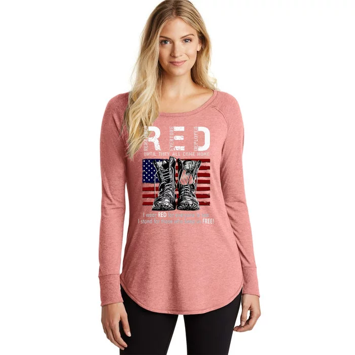 On Friday We Wear Red Remember Everyone Deployed Women's Perfect Tri Tunic Long Sleeve Shirt