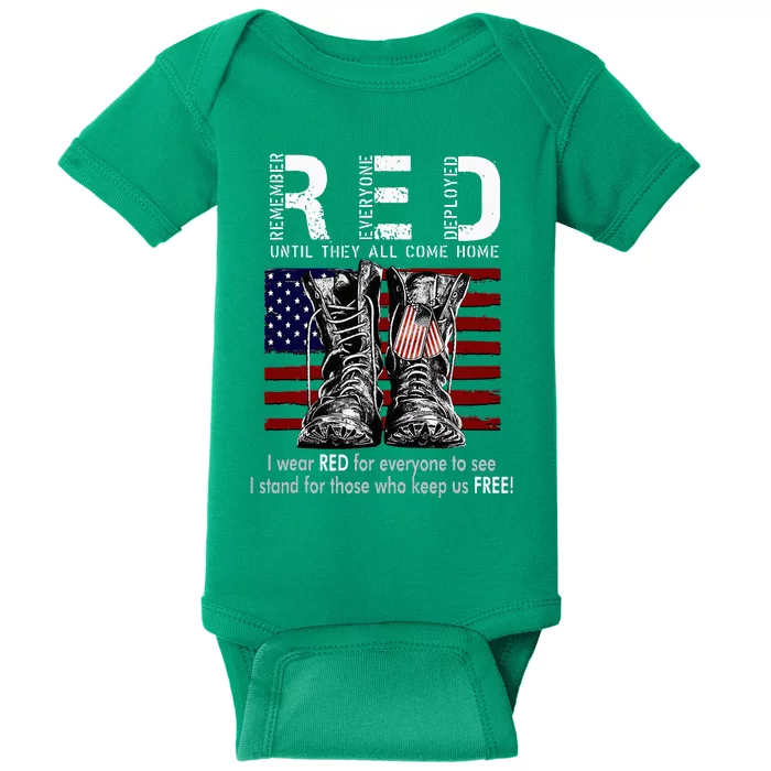 On Friday We Wear Red Remember Everyone Deployed Baby Bodysuit