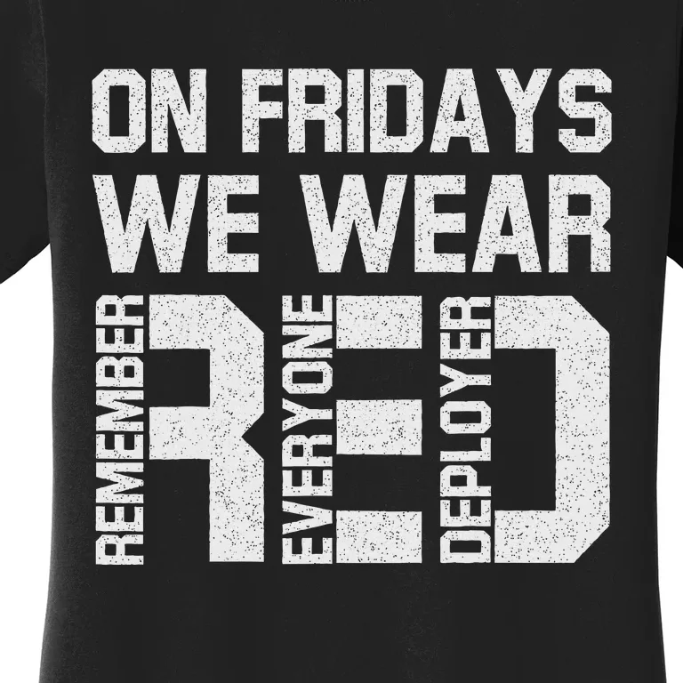 On Fridays We Wear Red Military Veteran Day Us Flag Women's T-Shirt