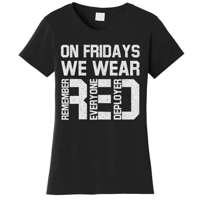 On Fridays We Wear Red Military Veteran Day Us Flag Women's T-Shirt