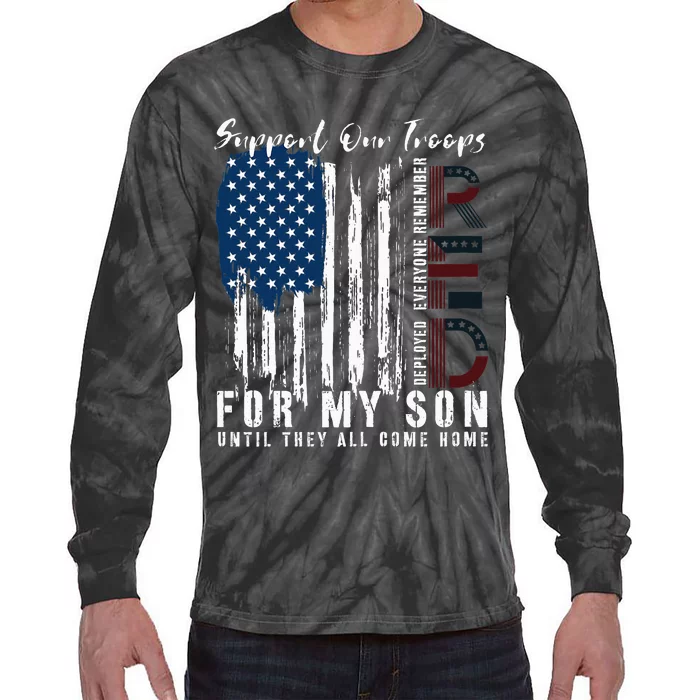 On Friday We Wear Red For My Son Military Support Us Flag Tie-Dye Long Sleeve Shirt