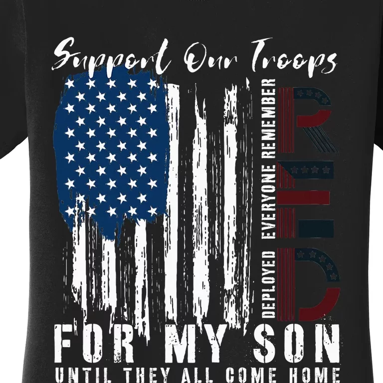 On Friday We Wear Red For My Son Military Support Us Flag Women's T-Shirt