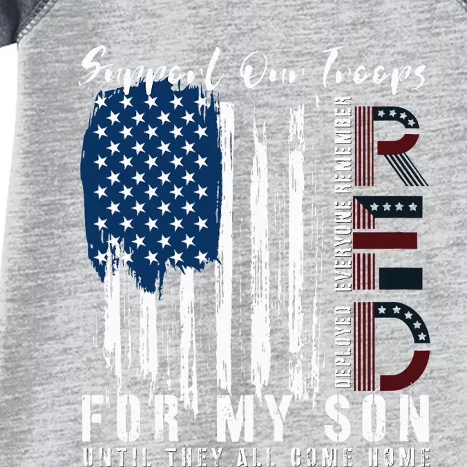 On Friday We Wear Red For My Son Military Support Us Flag Infant Baby Jersey Bodysuit