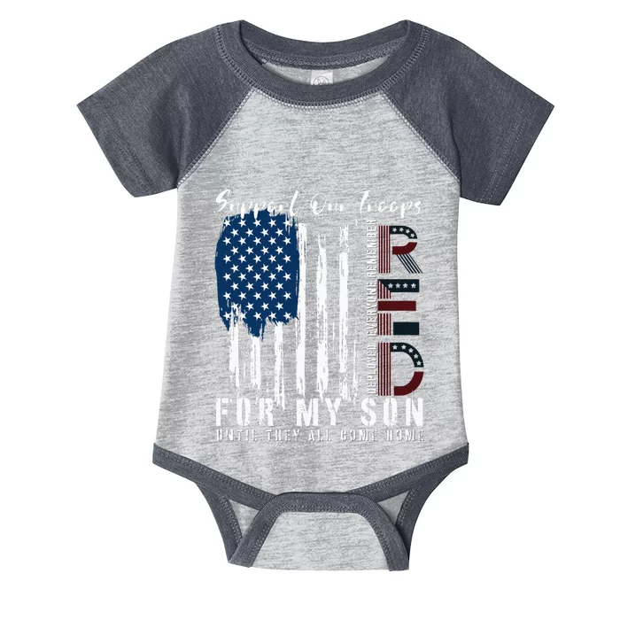 On Friday We Wear Red For My Son Military Support Us Flag Infant Baby Jersey Bodysuit