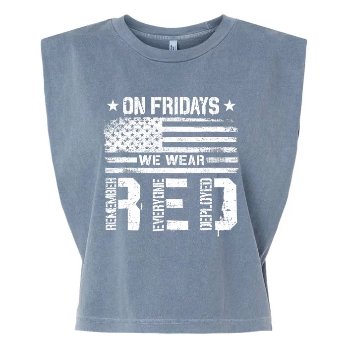 On Friday We Wear Red American Flag Military Supportive Garment-Dyed Women's Muscle Tee