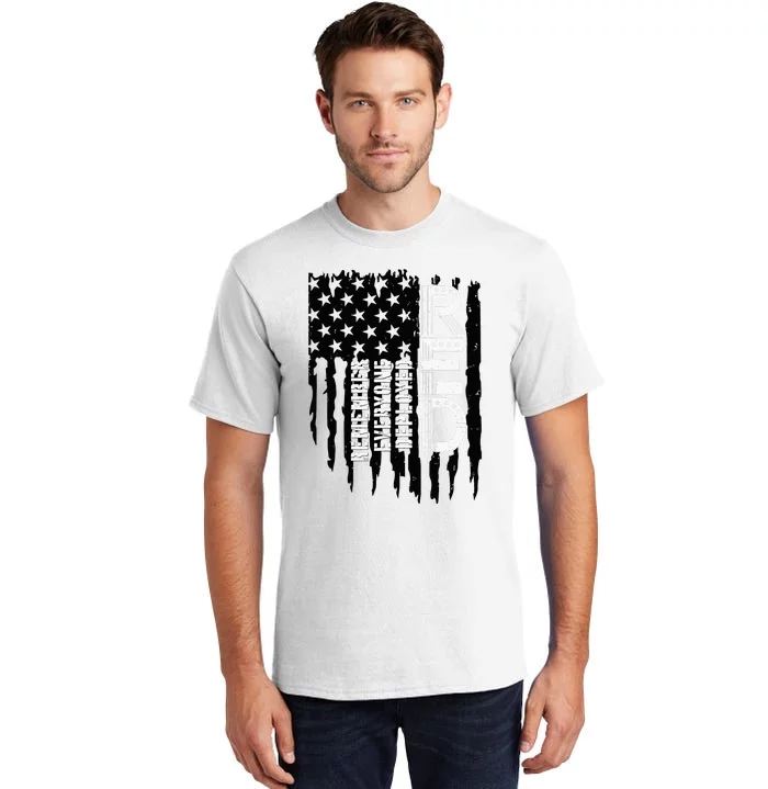 On Friday We Wear Red Friday Military Support Troops Us Flag Tall T-Shirt