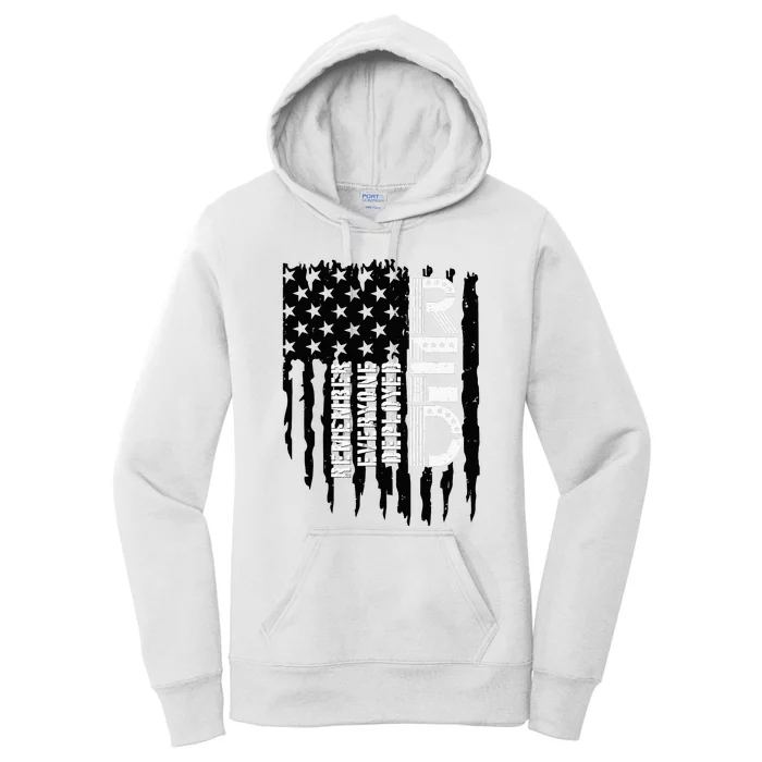 On Friday We Wear Red Friday Military Support Troops Us Flag Women's Pullover Hoodie