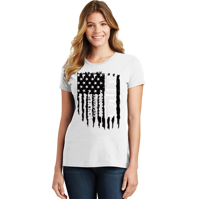 On Friday We Wear Red Friday Military Support Troops Us Flag Women's T-Shirt