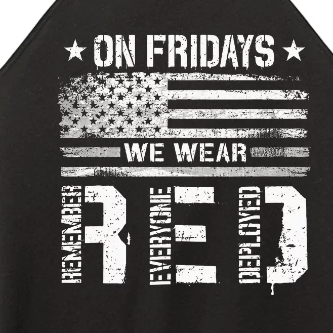 On Friday We Wear Red American Flag Military Supportive Women’s Perfect Tri Rocker Tank