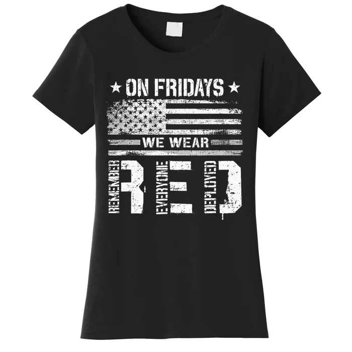 On Friday We Wear Red American Flag Military Supportive Women's T-Shirt