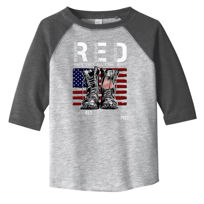 On Friday We Wear Red Remember Everyone Deployed Usa Flag Toddler Fine Jersey T-Shirt