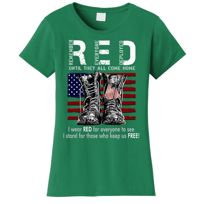 On Friday We Wear Red Remember Everyone Deployed Usa Flag Women's T-Shirt