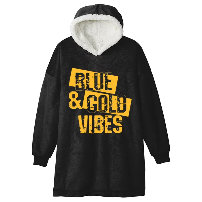 On Football We Wear Blue And Gold School Spirit Hooded Wearable Blanket