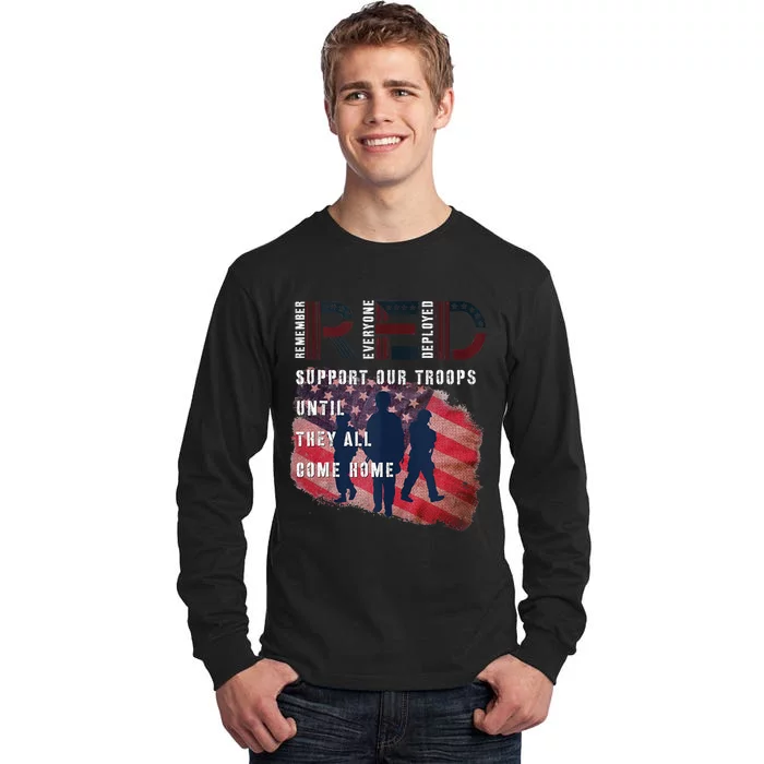 On Friday We Wear Red Friday Military Support Troops US Flag Tall Long Sleeve T-Shirt