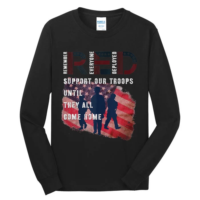 On Friday We Wear Red Friday Military Support Troops US Flag Tall Long Sleeve T-Shirt