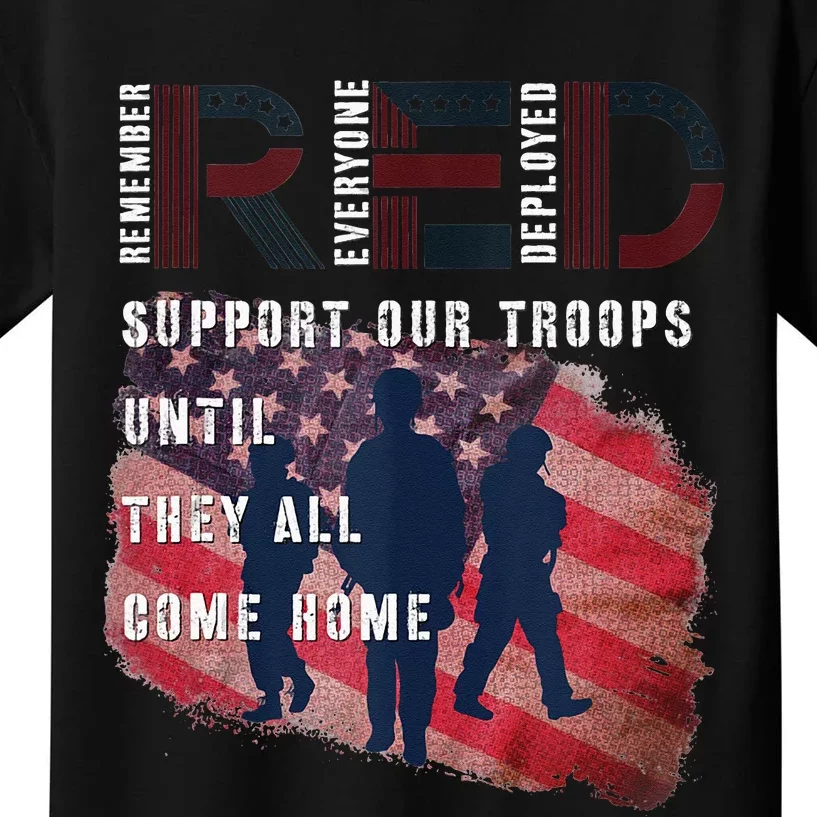 On Friday We Wear Red Friday Military Support Troops US Flag Kids T-Shirt