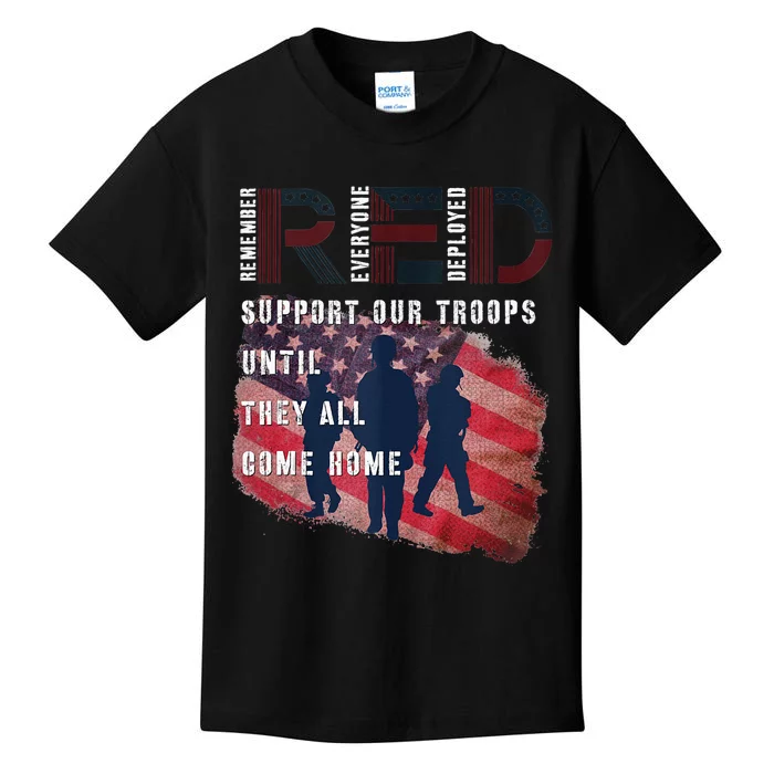 On Friday We Wear Red Friday Military Support Troops US Flag Kids T-Shirt