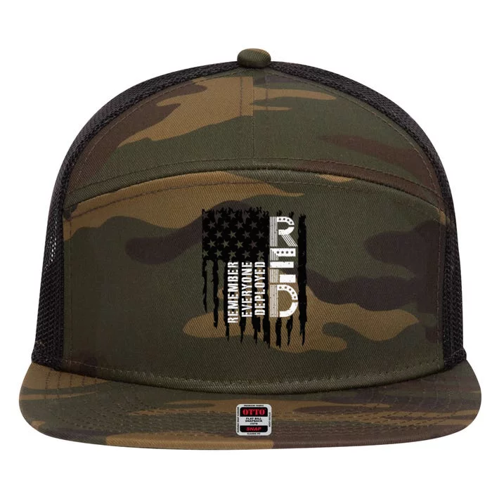 On Friday We Wear Red Friday Military Support Troops Us Flag 7 Panel Mesh Trucker Snapback Hat