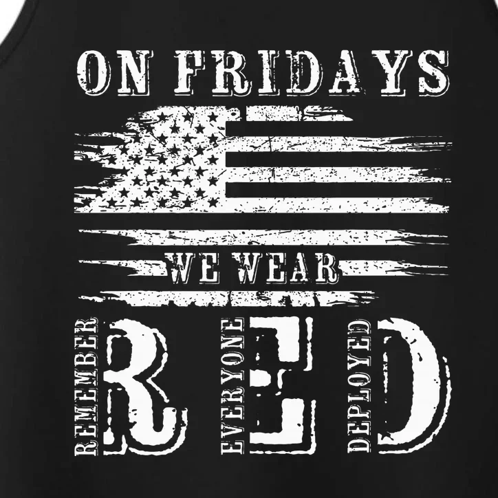 On Friday We Wear Red Retro USA Flag Military Supportive Performance Tank