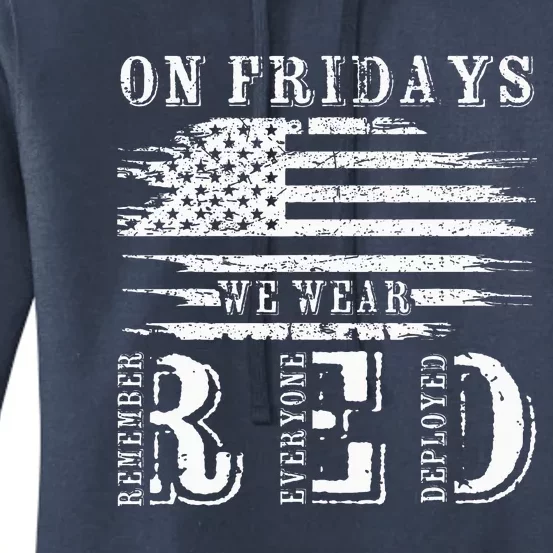 On Friday We Wear Red Retro USA Flag Military Supportive Women's Pullover Hoodie