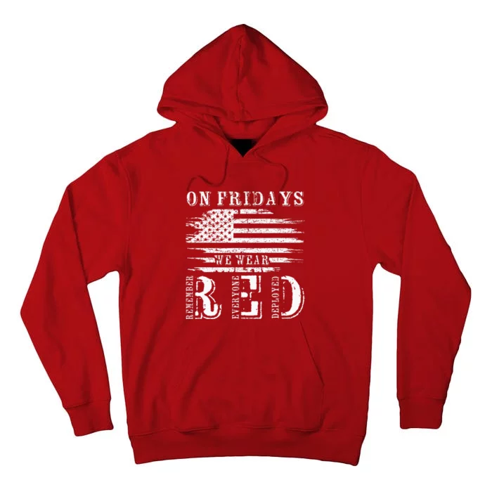 On Friday We Wear Red Retro USA Flag Military Supportive Tall Hoodie