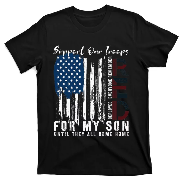 On Friday We Wear Red For My Son Military Support Us Flag T-Shirt