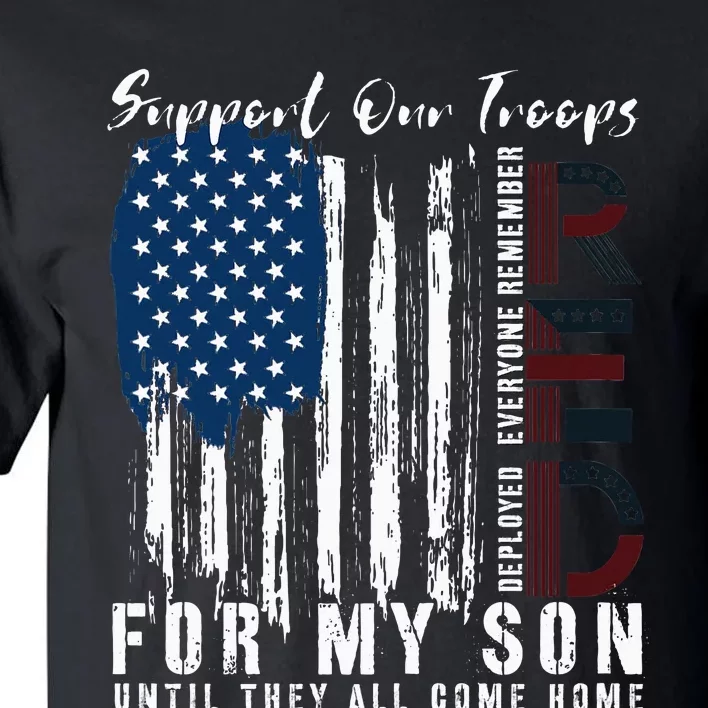 On Friday We Wear Red For My Son Military Support Us Flag Tall T-Shirt