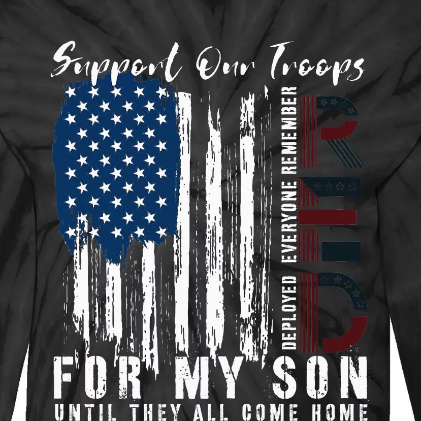 On Friday We Wear Red For My Son Military Support Us Flag Tie-Dye Long Sleeve Shirt