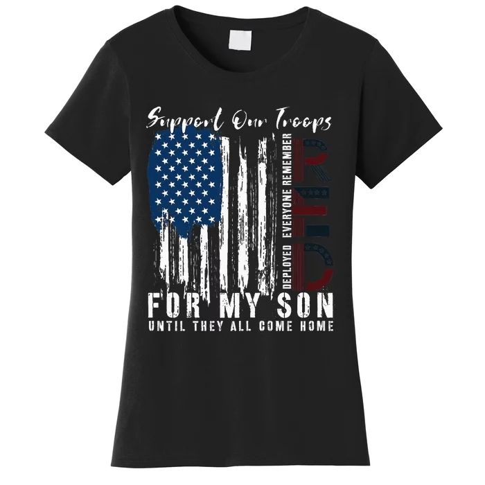 On Friday We Wear Red For My Son Military Support Us Flag Women's T-Shirt