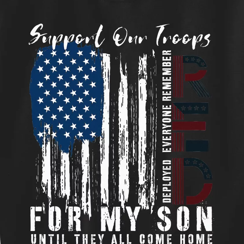 On Friday We Wear Red For My Son Military Support Us Flag Kids Sweatshirt