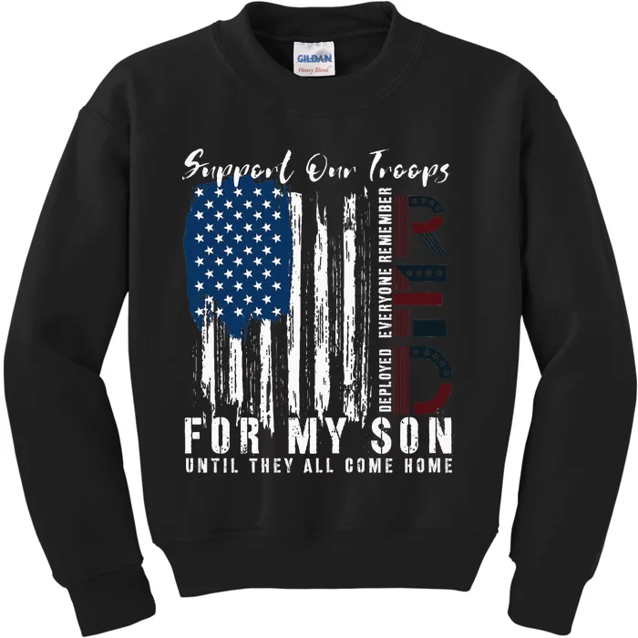 On Friday We Wear Red For My Son Military Support Us Flag Kids Sweatshirt