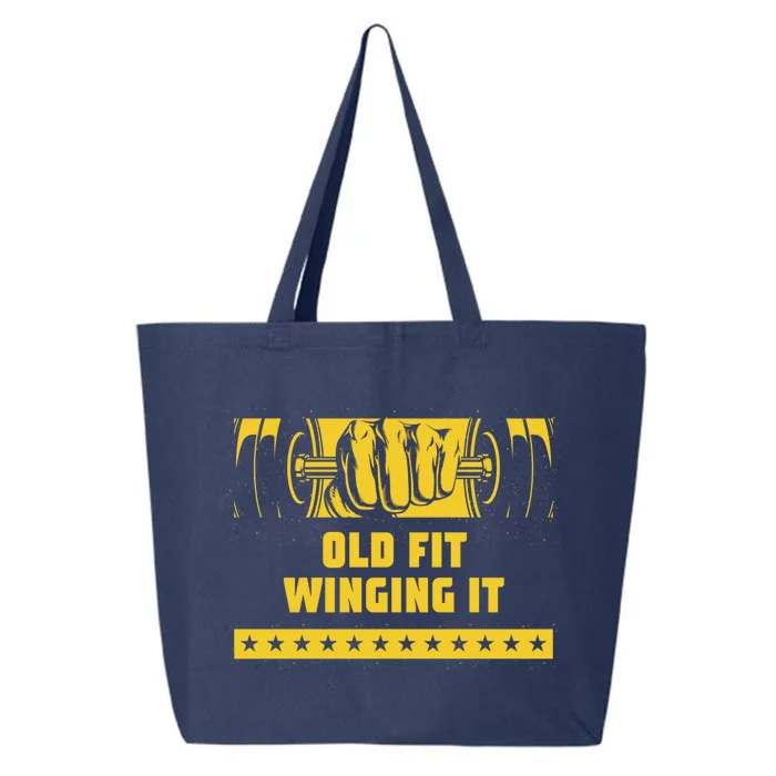 Old Fit Winging It Funny Workout Humor Gym Elderly Fitness Gift 25L Jumbo Tote