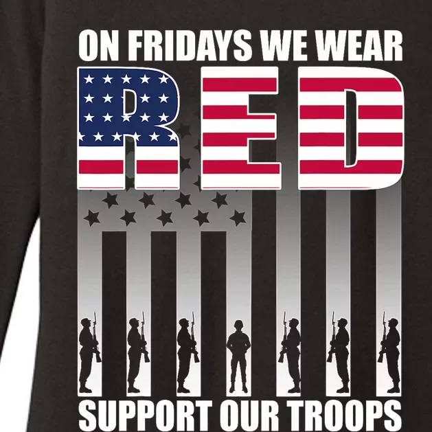 On Friday We Wear Red American Flag Military Supportive Womens CVC Long Sleeve Shirt