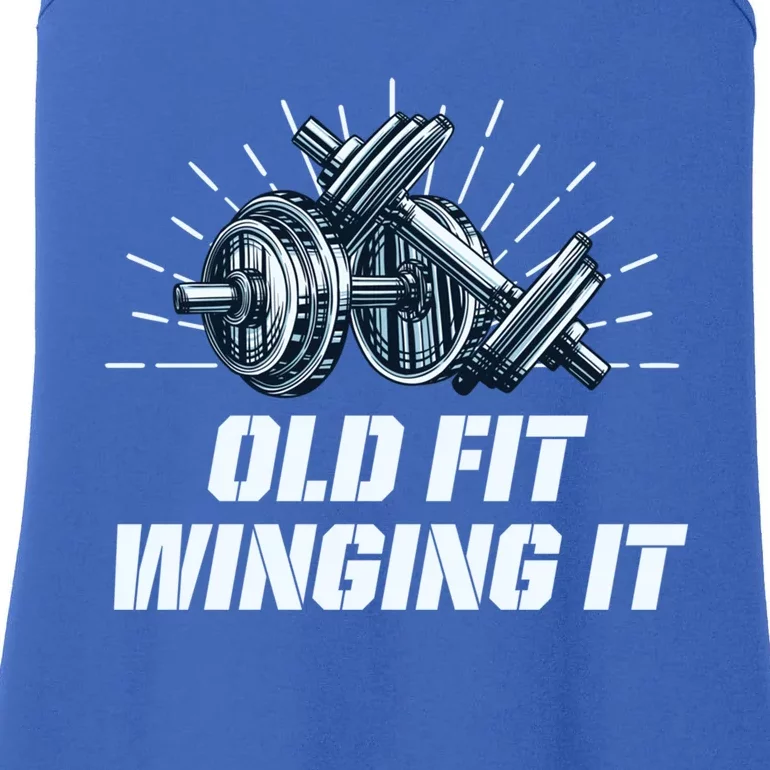 Old Fit Winging It Funny Workout Humor Gym Fitness Great Gift Ladies Essential Tank