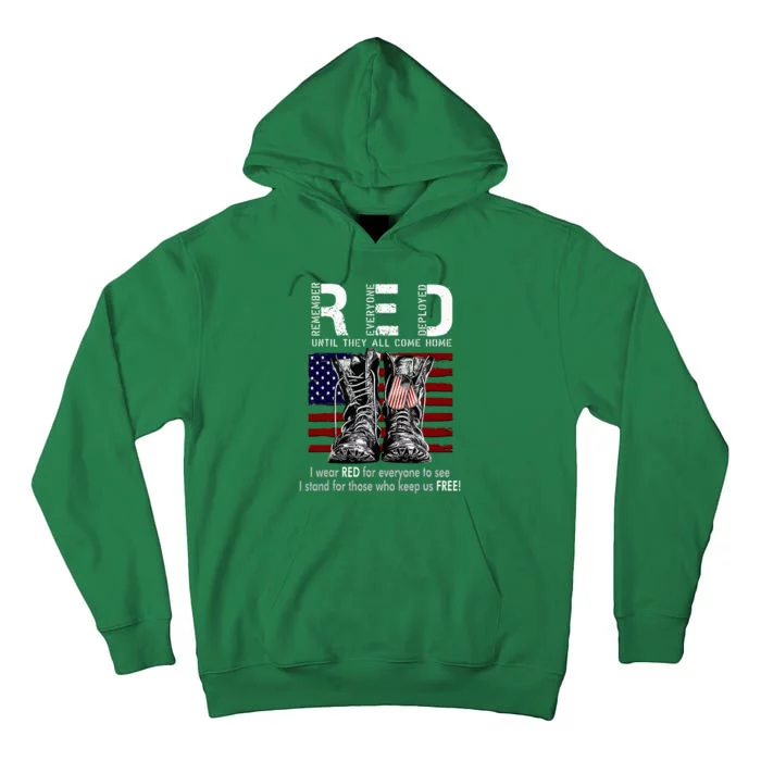 On Friday We Wear Red Remember Everyone Deployed Tall Hoodie