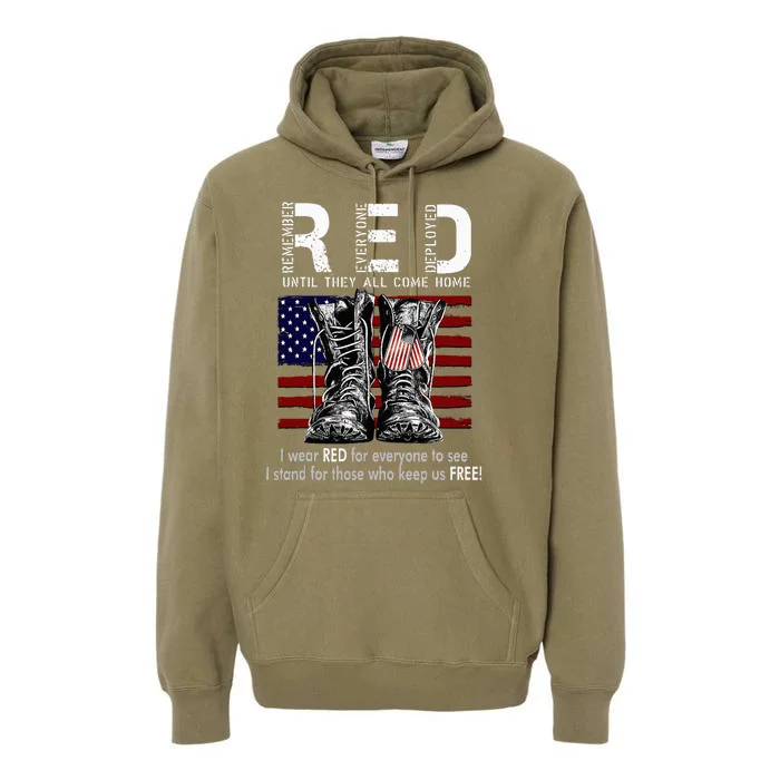 On Friday We Wear Red Remember Everyone Deployed Premium Hoodie