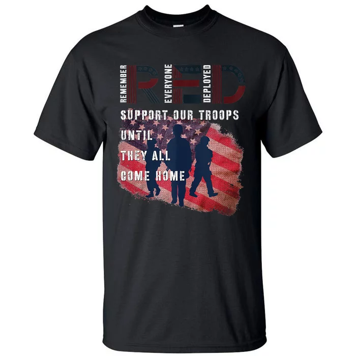 On Friday We Wear Red Friday Military Support Troops US Flag Tall T-Shirt