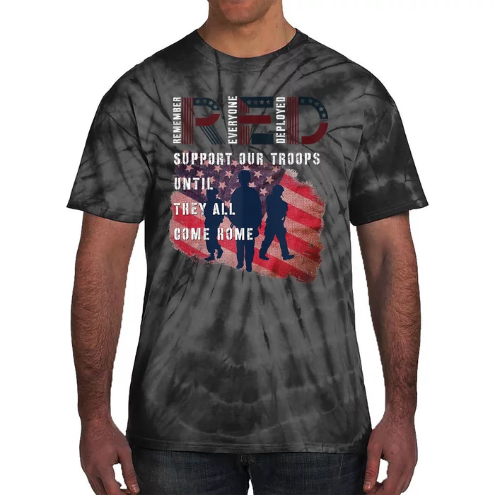 On Friday We Wear Red Friday Military Support Troops US Flag Tie-Dye T-Shirt