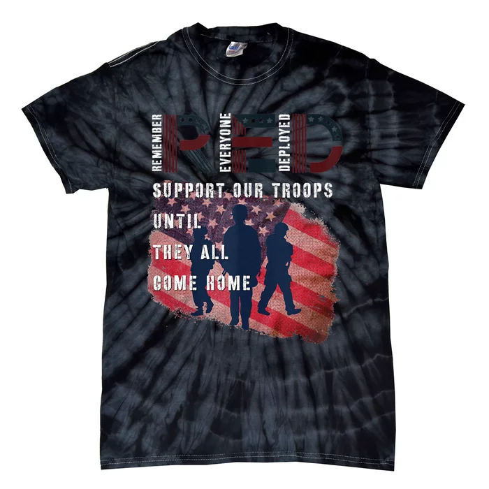 On Friday We Wear Red Friday Military Support Troops US Flag Tie-Dye T-Shirt